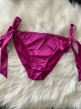 NWT Victoria’s Secret satin Magenta Tie-Side Bikini Bottoms